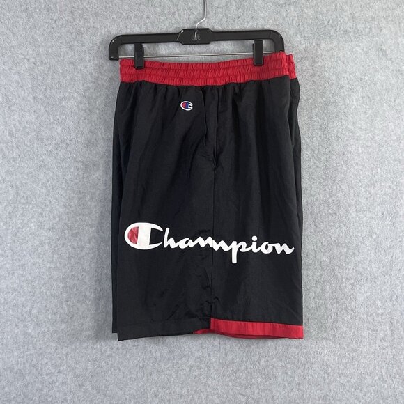Vintage Champion Big Logo Windbreaker Athletic Gym Shorts Men Sz XL Black - Picture 8 of 10